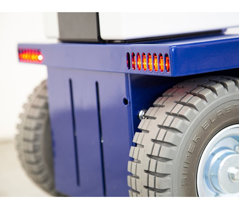 Close-up of light grey non-marking wheel option on Zallys equipment