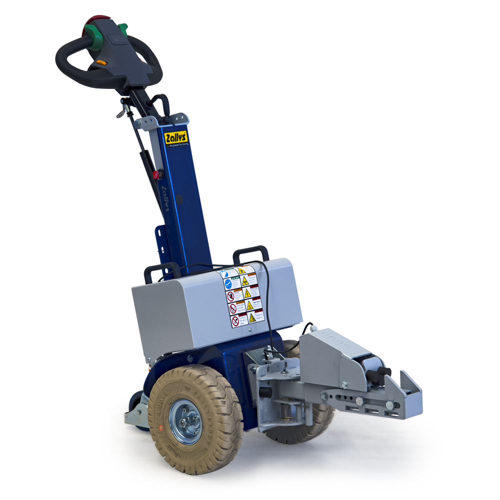 Zallys powered tug fitted with an electric hitch